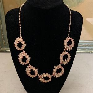 Pink Petal Wreath Gemstone Necklace Costume Jewelry
